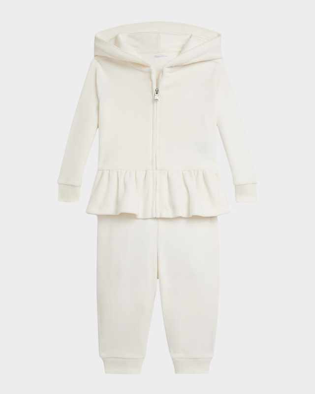 Girl's Peplum-Hem Hoodie & Jogger Pants Set, Size 3M-